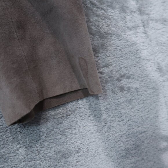 Mango Leather Jacket Womens Drape Front Suede Blazer Open Jacket Long Sleeve L - Picture 11 of 16